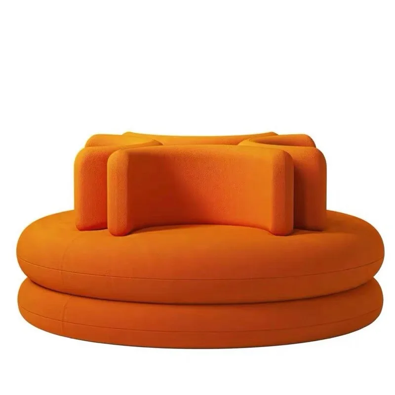 Special-shaped sofa round petal multi-person clothing store hotel reception beauty salon flannel sofa