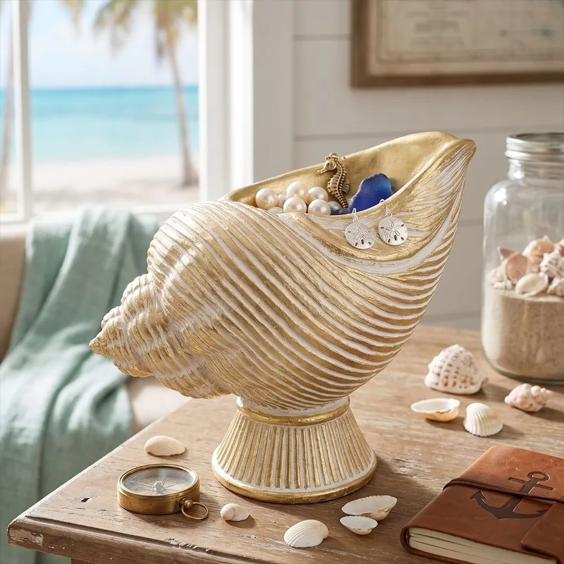 Storage of Conch Ornaments, Scallop Shaped Resin Crafts, Home Decoration, Living Room Foyer, Desktop Office Sculptures