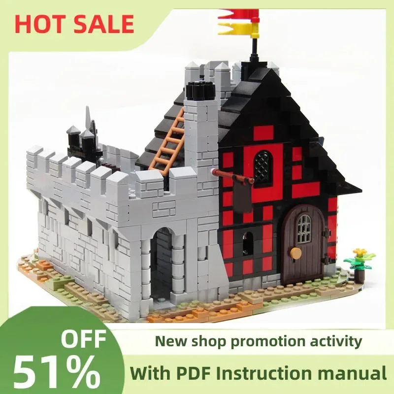 New 647Pcs Moc-186353 European Medieval Street View Fortified Inn Model Diy Creative Ideas Kids Toys Birthday Gift Custom Puzzle