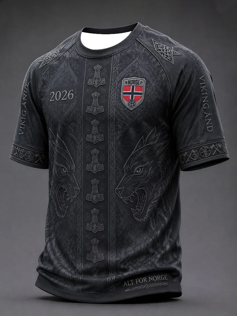 2026 Summer Men's Norwegian Football Training Shirt - 3D Printed Breathable Quick-Drying Family Couple Style T-shirt Kids