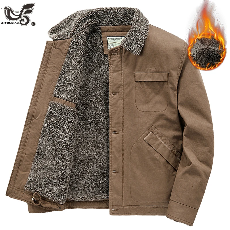 Male Cotton Jackets Padded Warm Loose Parkas Coats Corduroy Varsity Jacket Man Windbreaker Winter Casual Fleece Jackets Clothing