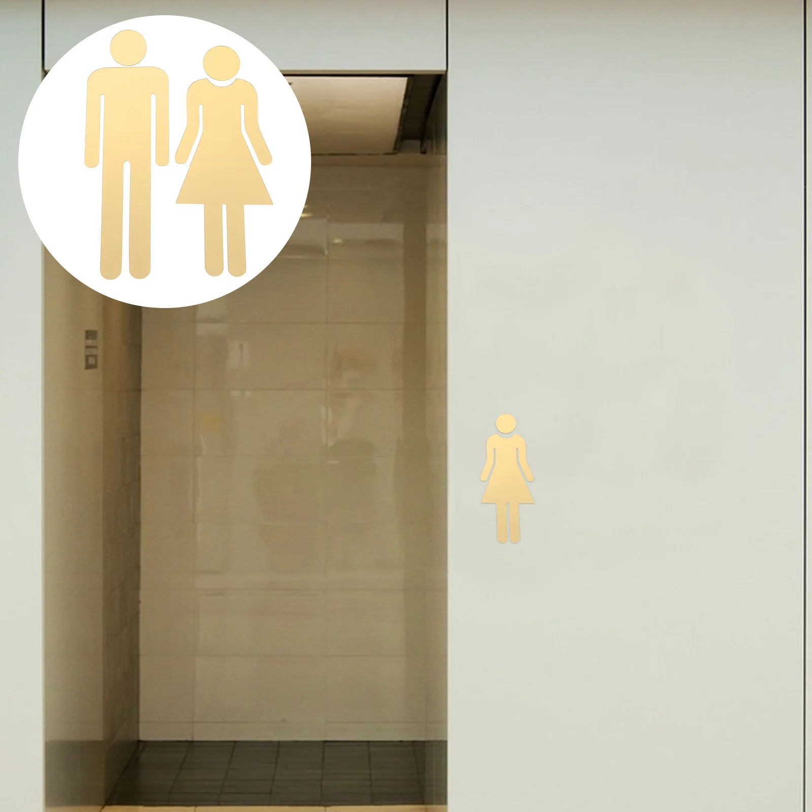 

1Pair Gold Acrylic Bathroom Gender Signs Self Adhesive Durable Easy Install Stylish Home Hotel Mall Business Gold Bathroom Decor