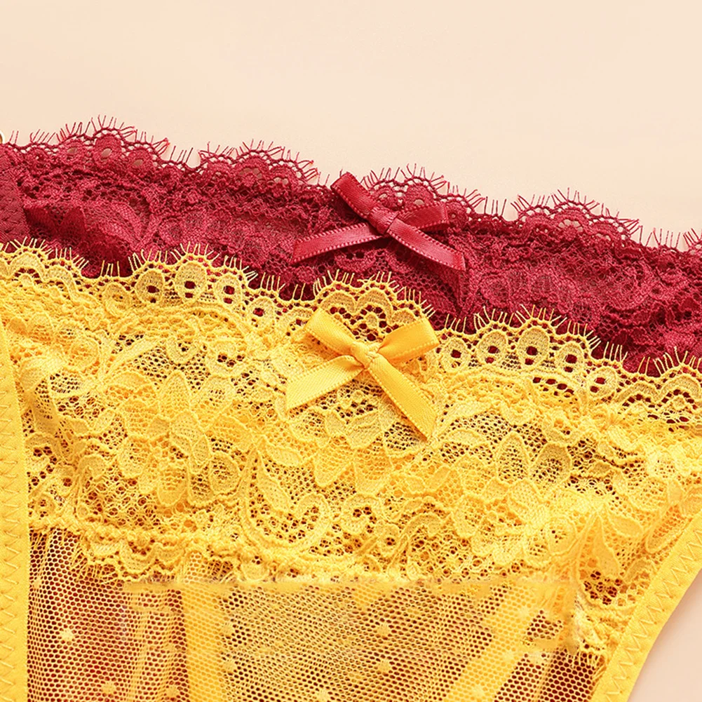Men Lace Mesh G-string Briefs Sheer Low Waist Thong Underwear Transparent Splicing Sissy Lingerie For Daily And Erotic Wear