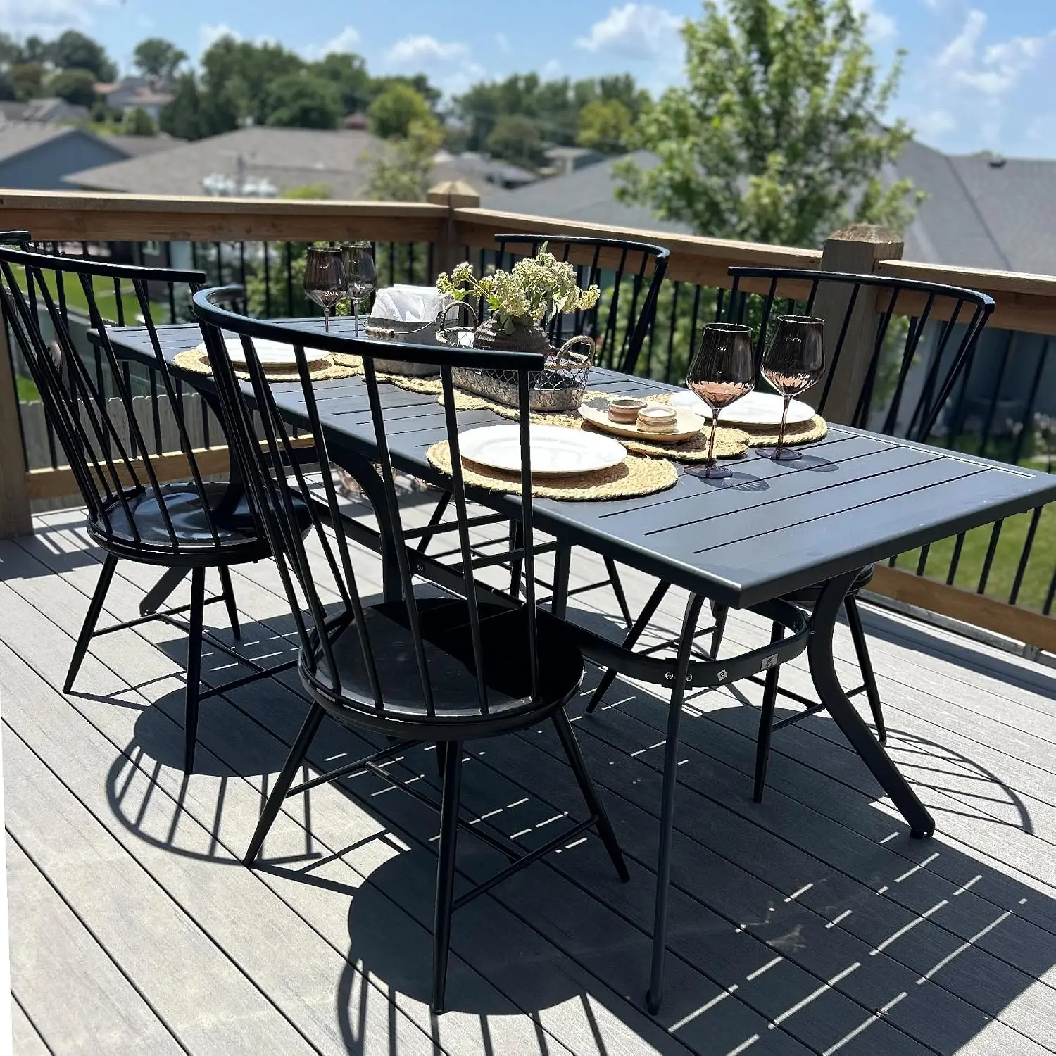 Patio Dining Table for 8 People, All Aluminum Height Adjustable | Lightweight design moves easily, Adjustable feet, Customized