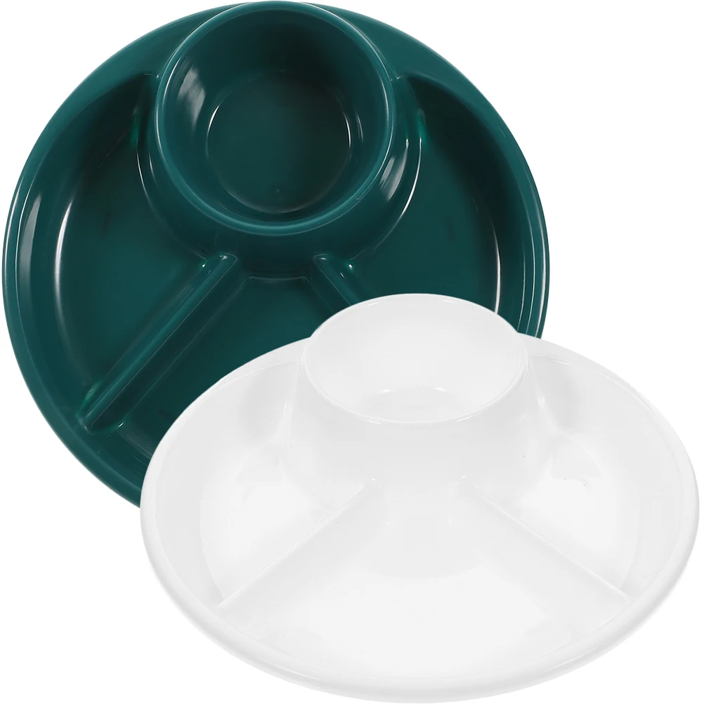 

2 Pcs Kids Tableware Divided Plate Set Compartment Plates Aldult Banquet Dinner