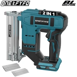 ONEKFYFD Brushless 2 in 1 Straight/U-shape Gun f30/422j Wireless Cordless Electric Nail Gun for Makita 18V Battery