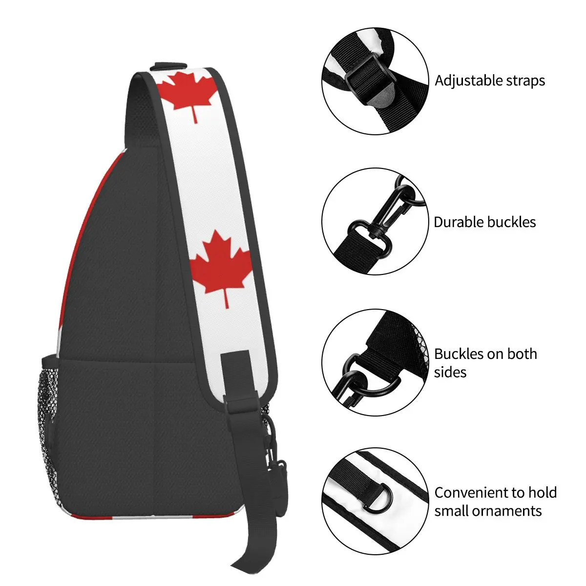 Bandeira Do Canadá Crossbody Sling Bag Pequeno Peito Bolsa Liberdade Globo Mochila de Ombro Mochila para Viagem Caminhadas Ciclismo Pacote