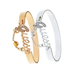 여성의 금속 팔찌 문자 편지 디자인 체인 태색 합금 밴드 크리스탈 매력 핫 판매 보석 패션 쥬얼리 10 최고의 판매 술집 팔찌 - №9