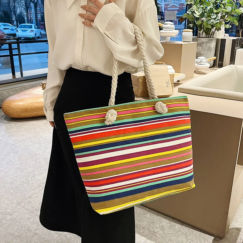 Women'S Bags Mommy Bags Travel Handbags Ethnic Canvas Bags Shoulder Handbags Handbags Women'S Rope Tote Bags Bohemian Bags