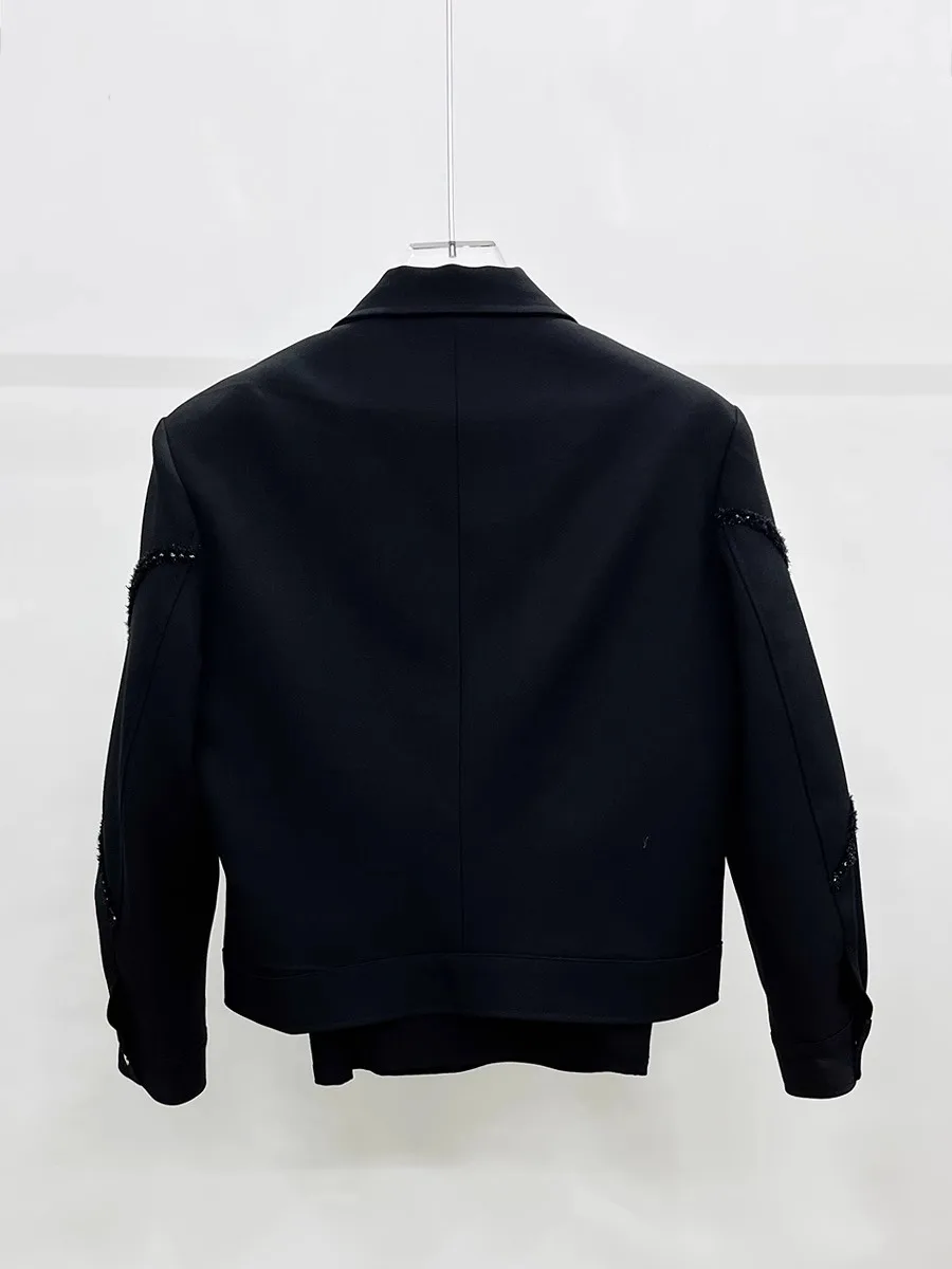 2025 New American Style Trendy Heavy Craft Personality Turn-Down Collar Jacket Coat Youth Handsome Long Sleeve Jacket for Men