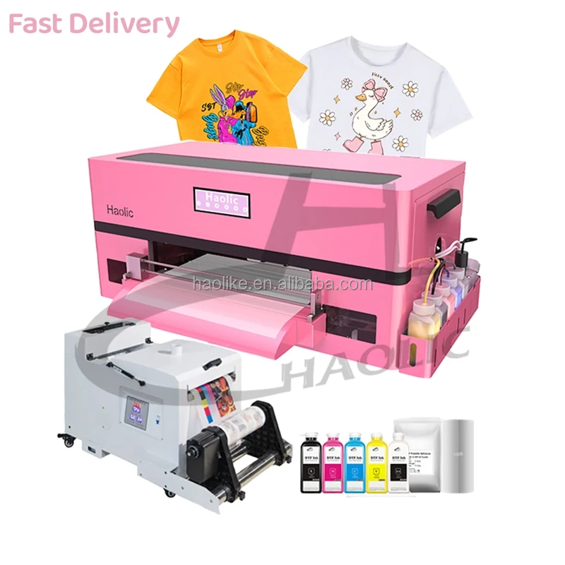 A3 13inch Pink Dtf Printer Oven New Condition 1-Year Set Combinations Including Shaker Dryer Ink Powder Roll Film