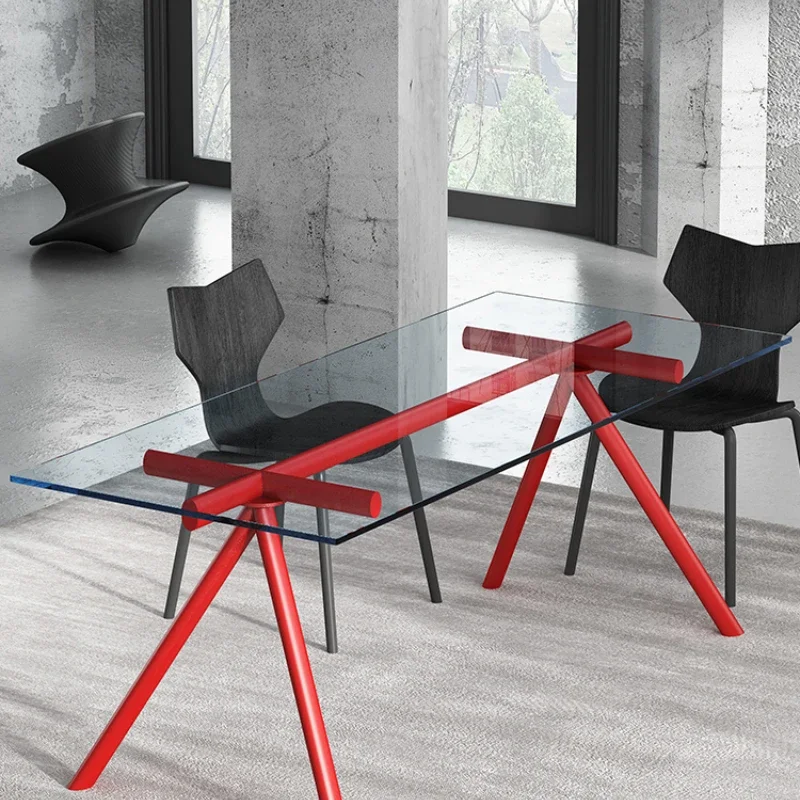 

Glass Dining Table Transparent Designer Hotel Household Rectangular Dining Table