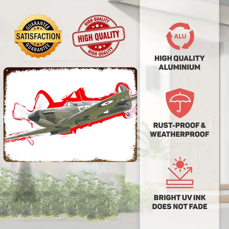Supermarine Spitfire Abstract Art Tinplate Poster Customized Wall Art Retro Vintage Metal Signs for Fans Decoration Bedroom Home