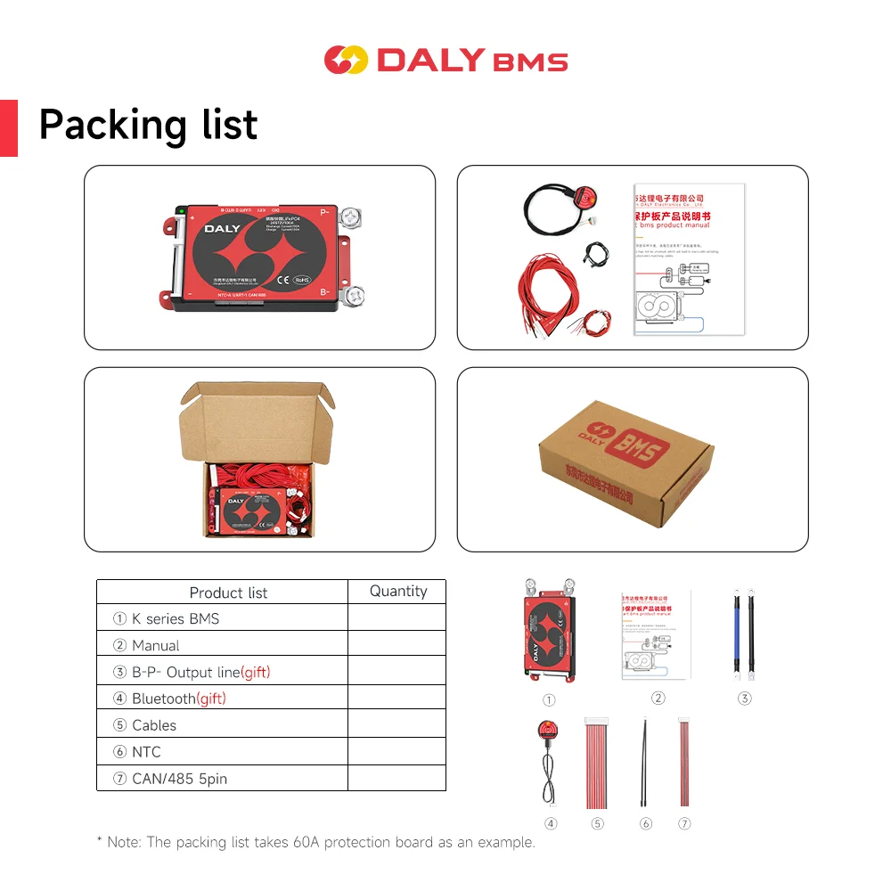 Daly Smart BMS 4S Lifepo4 12V 8S 24V 16S 48V 100A BT WiFi RS485 Экран ЖК-дисплея Защитная плата Литий-ионный аккумулятор 3 7 Фото №6