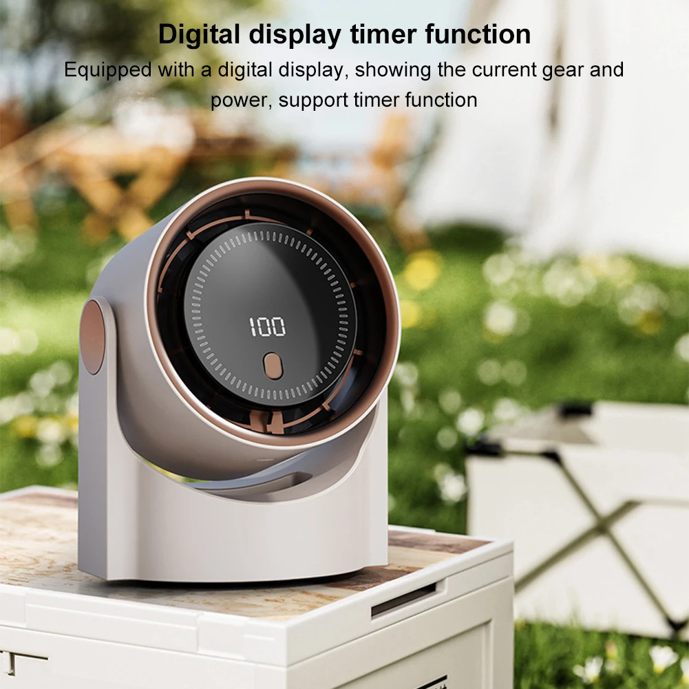 100 Level Bladeless Fan 4000mA Rechargeable Portable Desk Fan Digital Display High-speed Circulating Cooling Fan for Home Office image 5