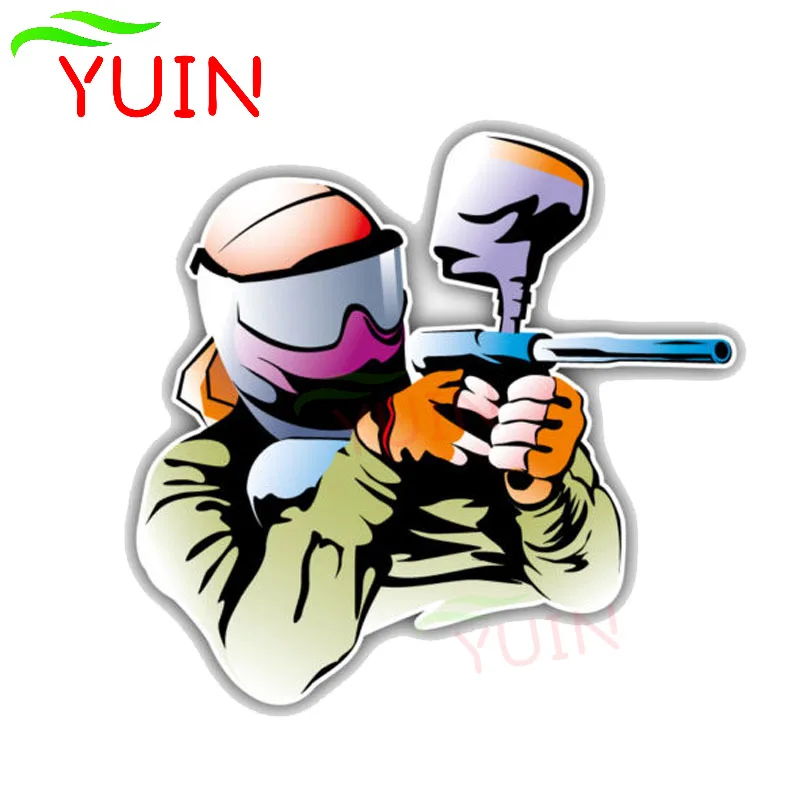 Interesting Paintball Player Car Sticker High Quality Motorcycle Auto Accessories PVC Decorative Waterproof Decal 11*11cm