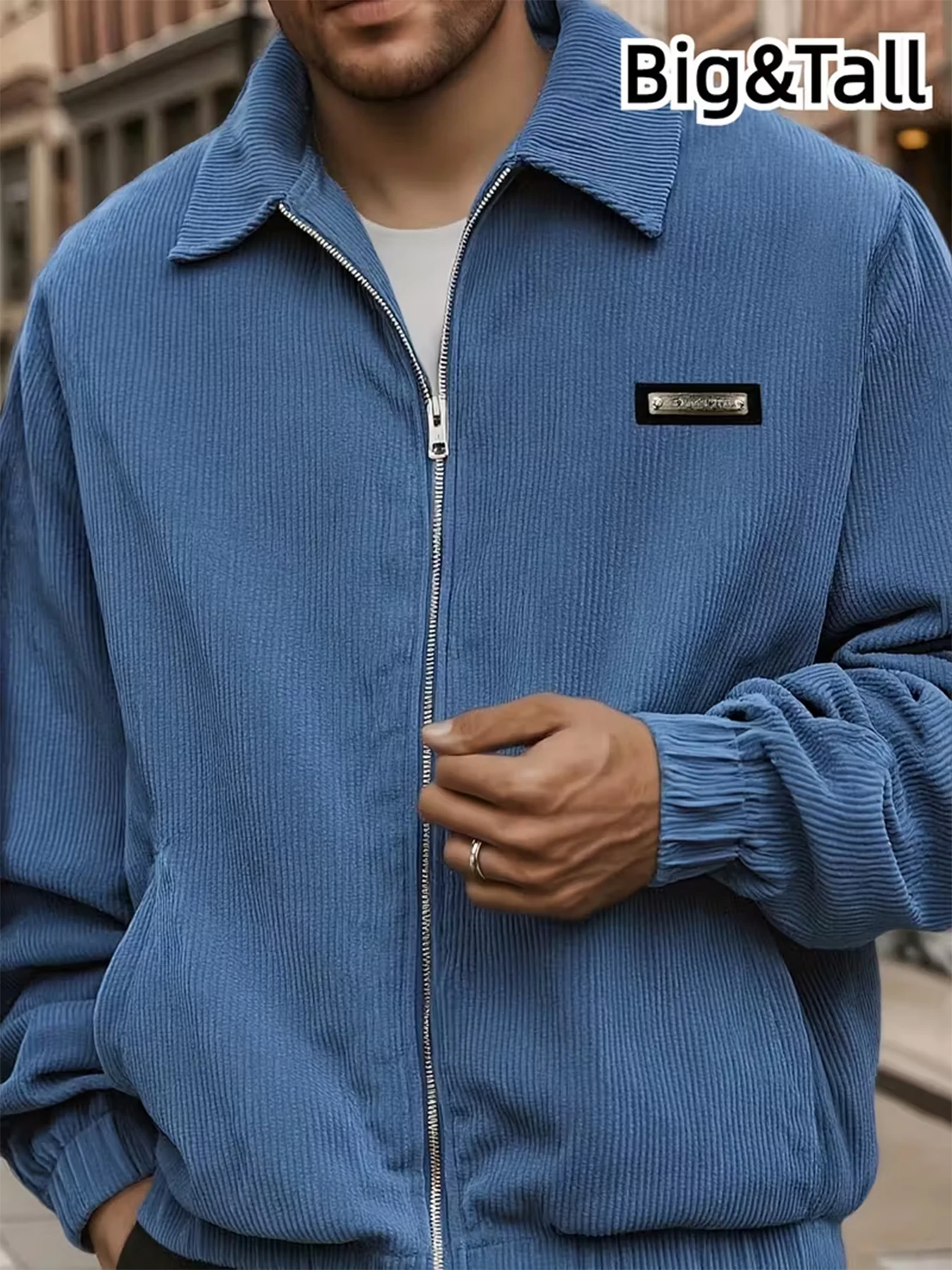 Autumn and Winter Large Size Men's Corduroy Jacket with Chest Logo Design, Versatile Jacket, Outdoor Sports Jacket