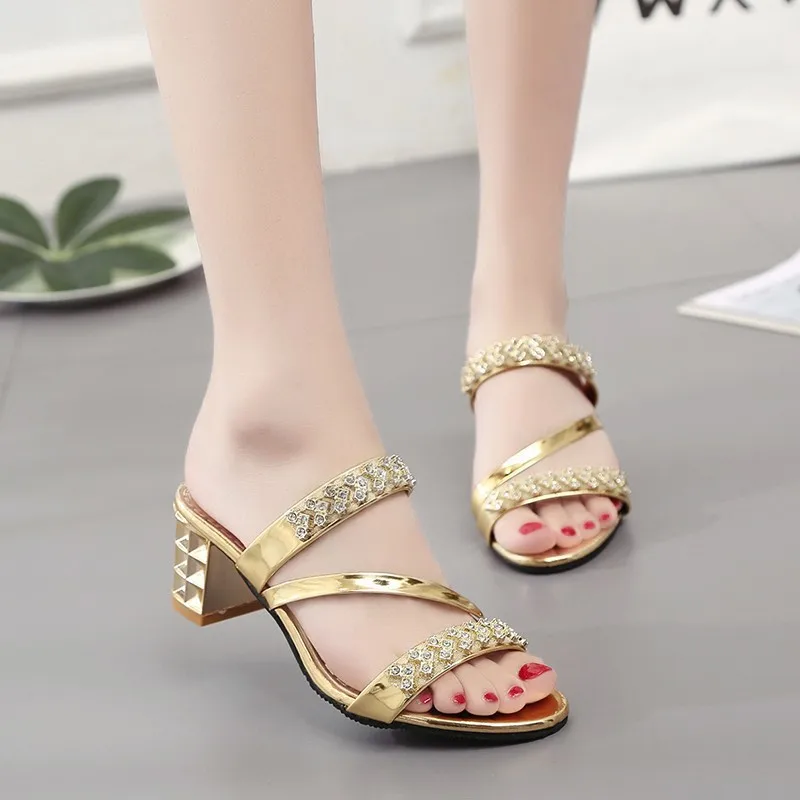 

Summer new women's shoes female leather soft soles mother slippers slope with the elderly skid comfortable slippers