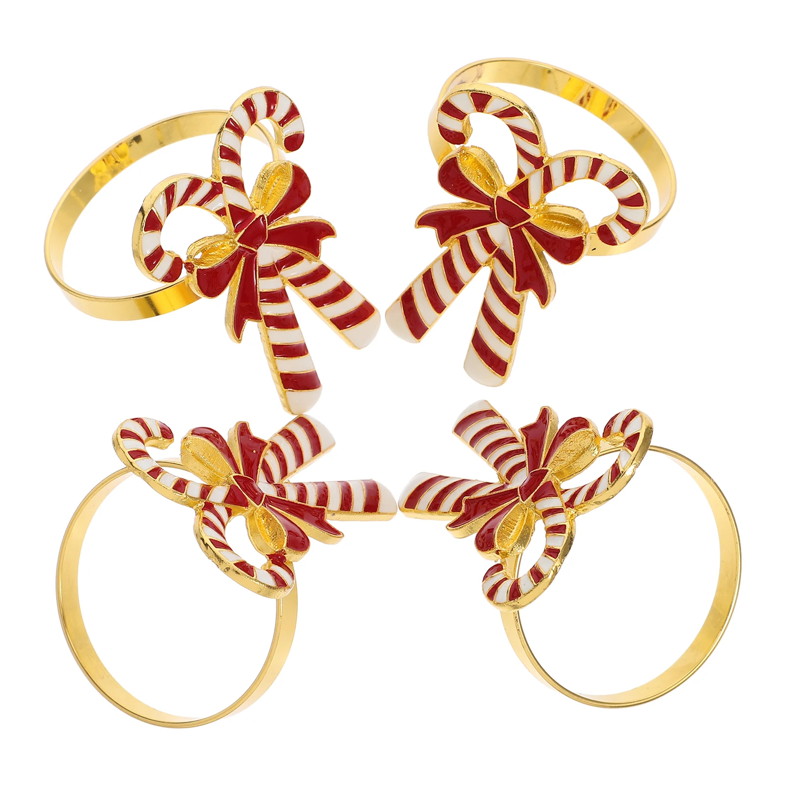 

4pcs Napkin Buckles Christmas Bow Alloy Decorative Serviette Rings Party Supplies Pearl Holder Napkins Tableware
