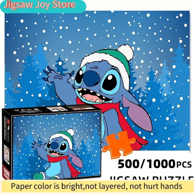 

Stitch Snow Hat Fun Thick Durable White Card Design Hot-Selling Paper Puzzle, Elegant Packaging Box, Rectangular Shape, Brain-