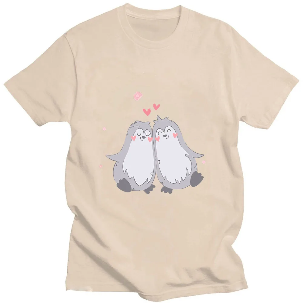 Camisetas de manga corta para hombre y mujer, ropa informal con estampado de dibujos animados de pingüino, 100% algodón, novedad de verano