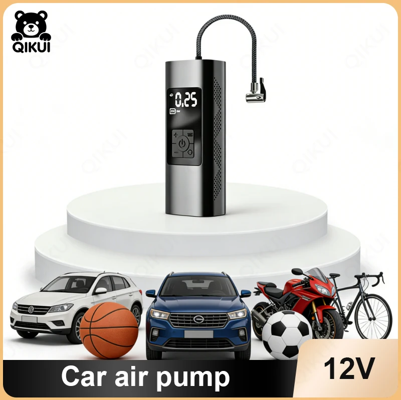 

Portable Car Air Compressor for Tire Inflation with Digital Display Wireless Rechargeable Emergency Power Supply for Vehicles