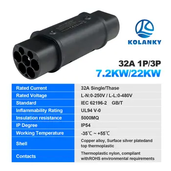 Kolanky 32A 7.2kW 22kW Type 2 轉 GBT 轉接器家用充電轉換器,適用於 GBT 中國電動車混合動力車 10 最佳銷售 22千瓦壁掛式電源 - №5