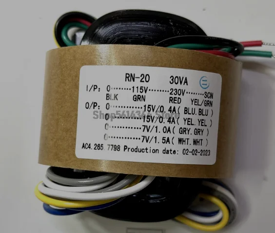 30W 30VA Primary Input 0-115-230V-SCN Secondary Output Double15V-double 7V R-core Transformer Audiophile