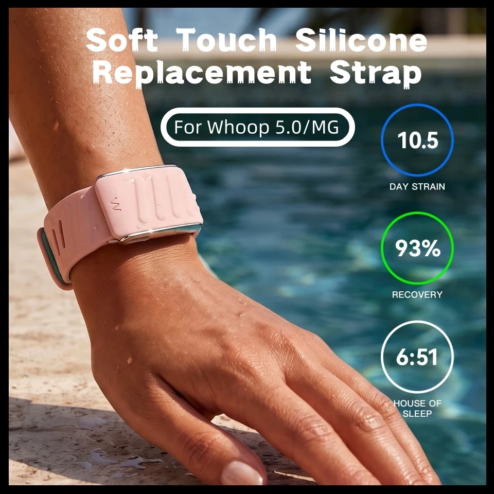 Soft Silicone Replacement Strap Waterproof Sweatproof Adjustable Wristband Bracelet Accessories For Whoop 5.0/MG Fitness Tracker