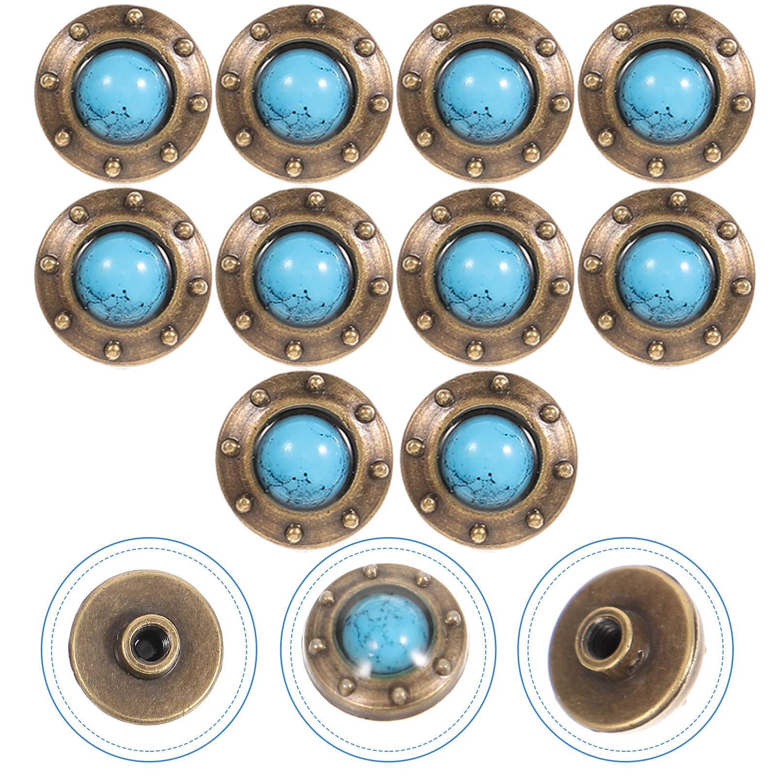 10 Pcs Bags Decorative Buckle Turnbuckle Buttons for Pants Snap Fastener Iron Acrylic DIY Conchos Screw Back Vintage