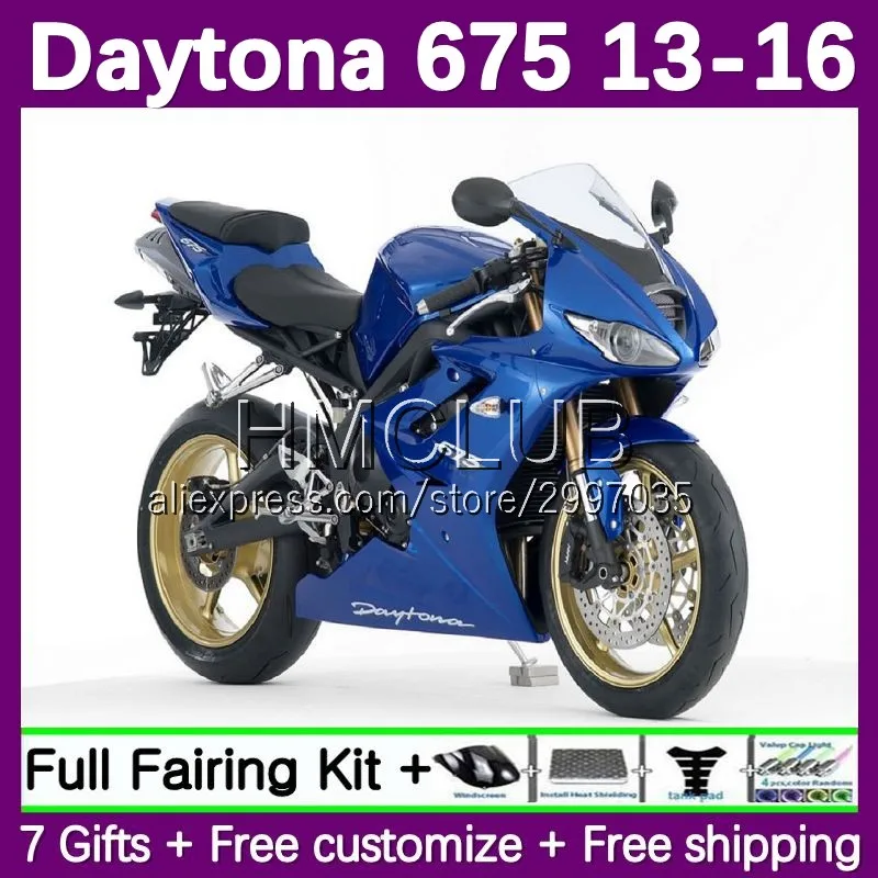 Full Fairing For Triumph Daytona 675 R 675R CC 13 14 15 16 Body 87No.41 Daytona675 2013 2014 2015 2016 Bodywork Kit lucky blue