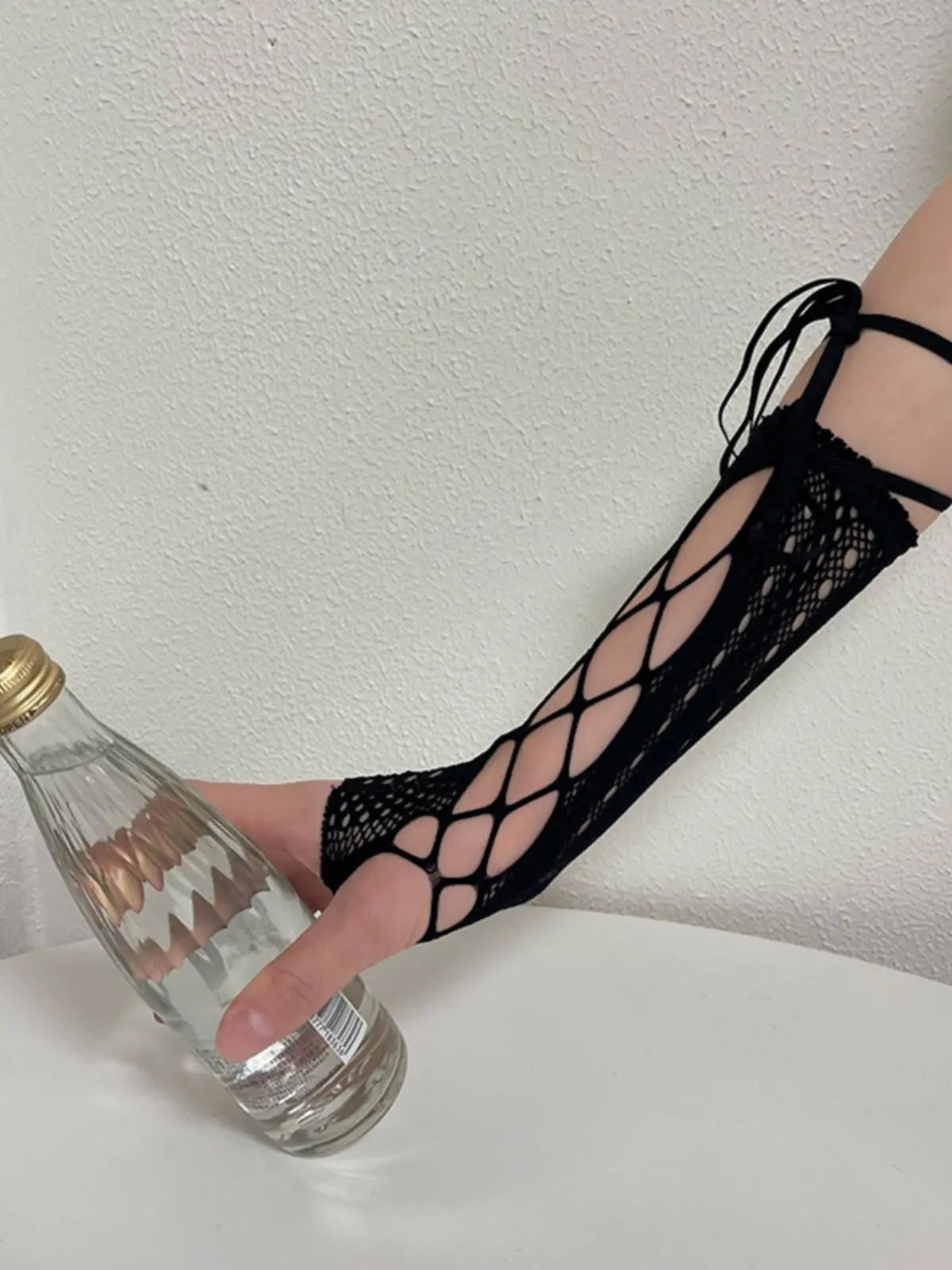 Original Millennium Spicy Girl Y2k Black Lace Strap Sleeves All-match New Spring Summer Hollow Out DIY Women Oversleeve Lolita