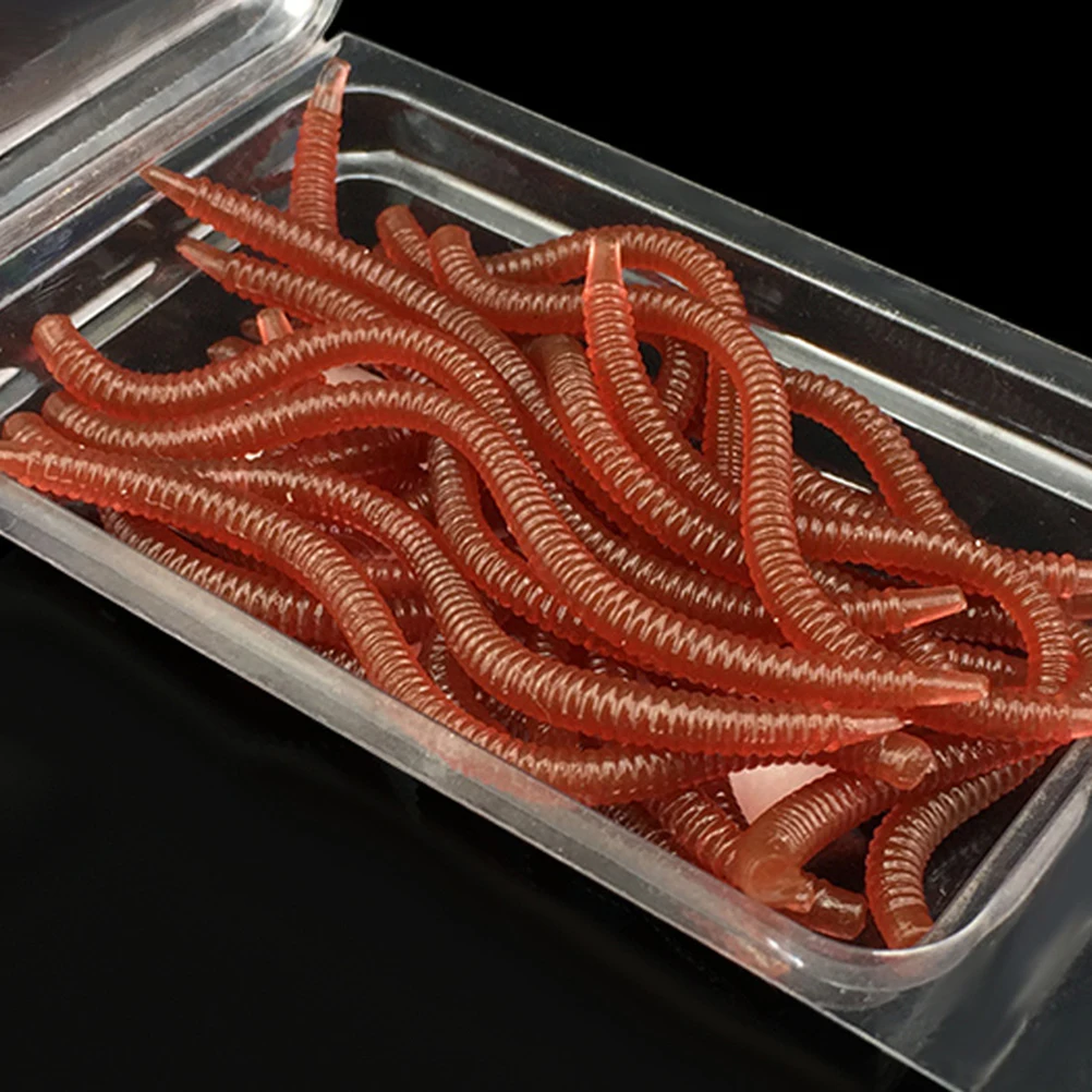 

20 Pcs Artificial Fishing Worms Robo Soft Lure Trout Red for Lures Bass Fake