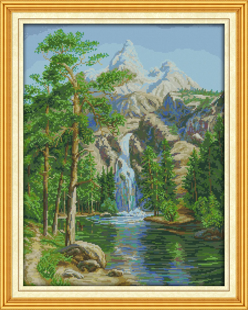 Cross-stitch Complete Set Mountain And Water With Pattern Stamped Printed Counted Unprinted Cloth DMC Needlework Home Decor