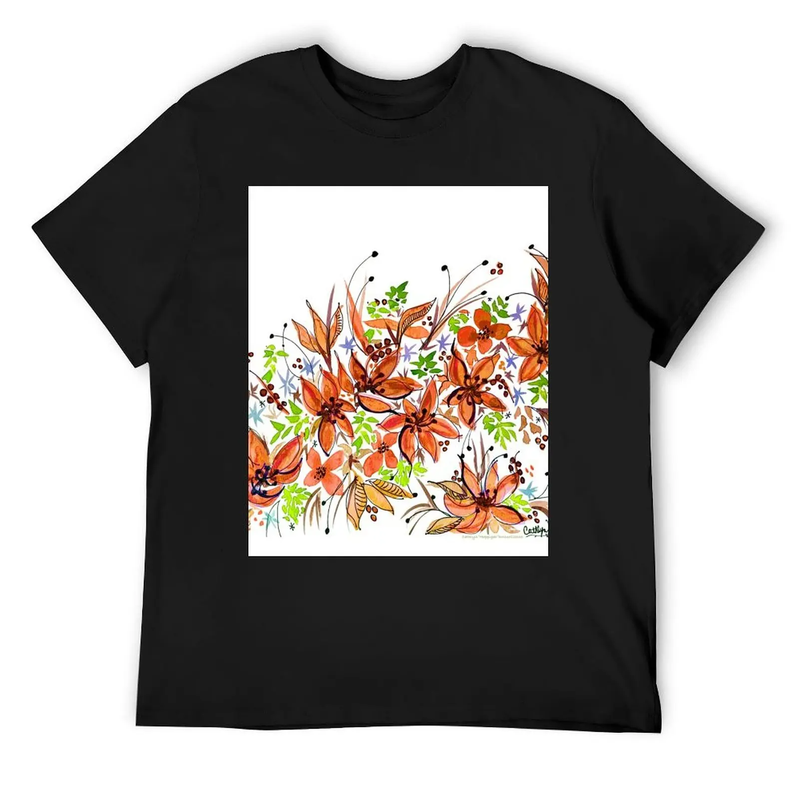 

Hawaii Sings Orange with Flowers T-Shirt essential t shirt basketball graphic tees blacks mens plain t shirts