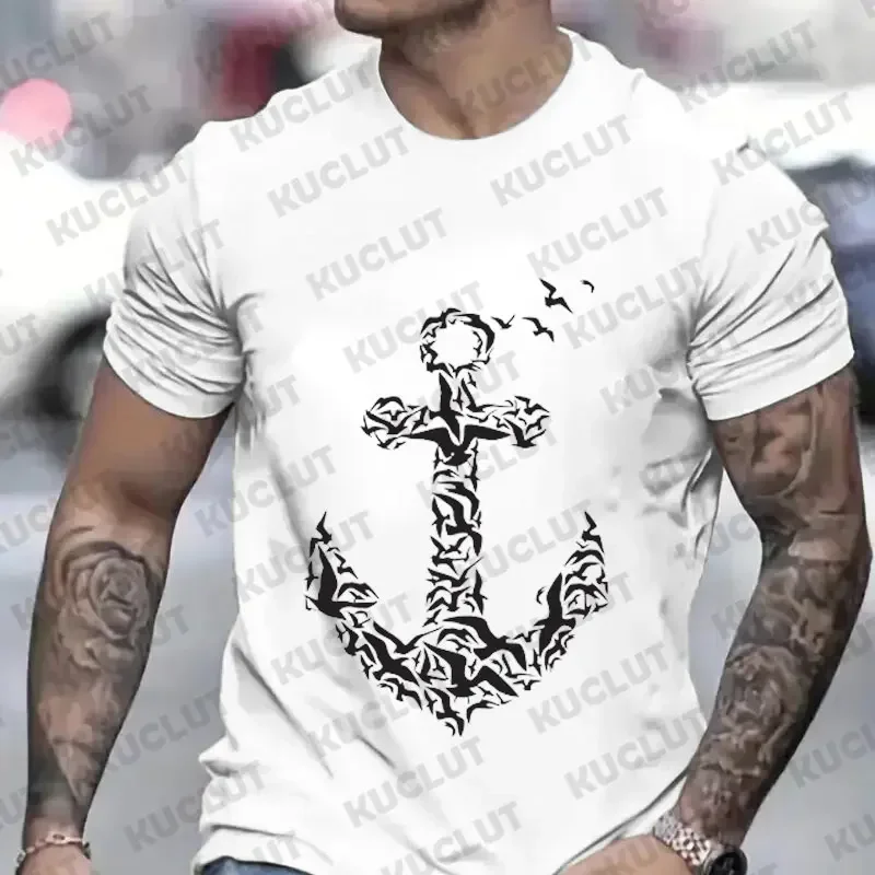 Футболка для мужчин, летняя мода, топы с графическим принтом Captain Y2k, пляжные футболки морского моряка, мужская одежда, уличная одежда больших размеров