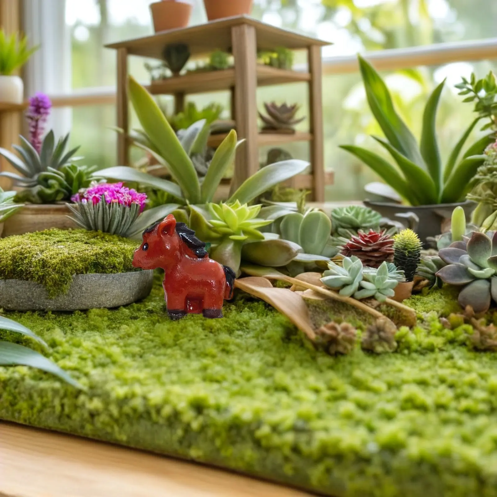 12Pcs Mini Resin Horses Realistic Moss Terrarium Decor Ideal Year of The Horse 2026 Table Scatter Chinese New Year Zodiac