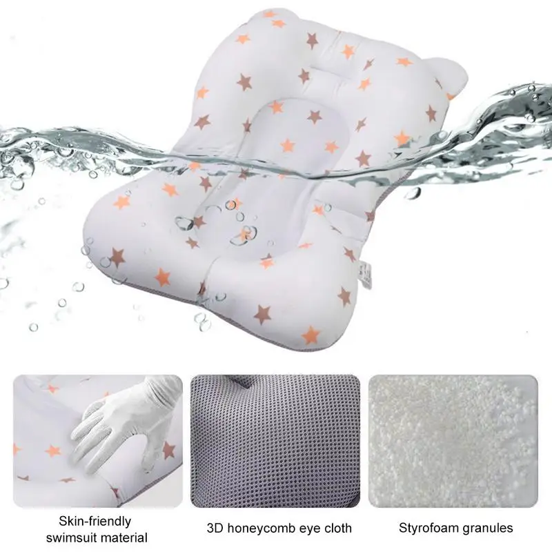 Baby Shower Bath Tub Pad Non-Slip Bathtub Seat Support Mat Newborn Safety Security Bath Support Cushion Foldable Soft Pillow