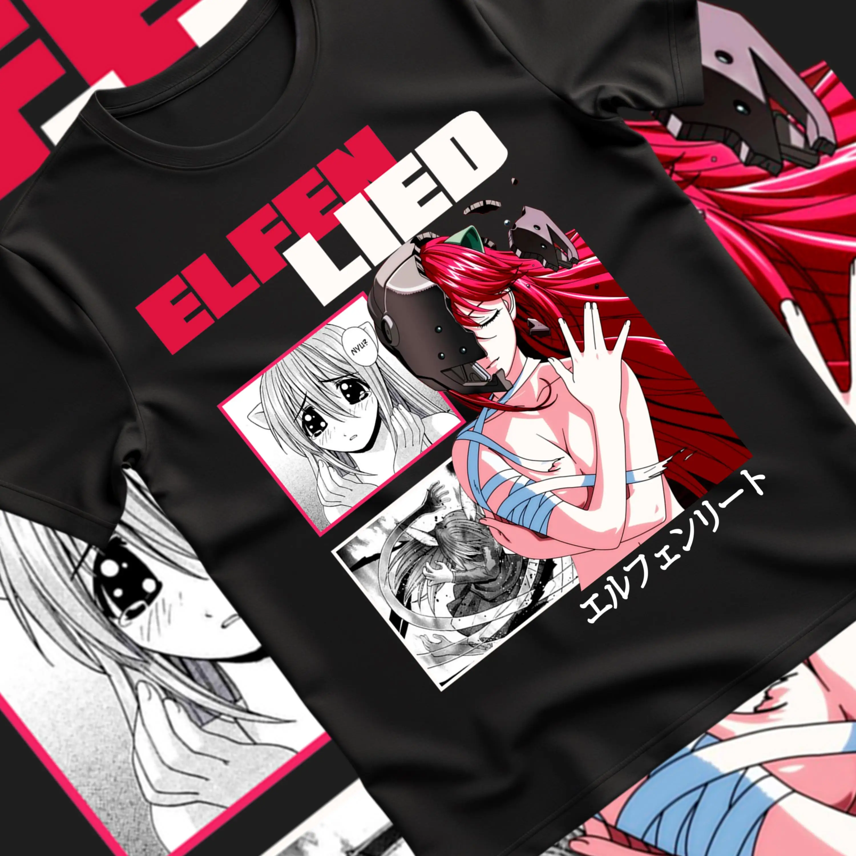 Lucy Elfen Lied Anime Vectors Nyu Graphic T-Shirt Cotton Men Women Streetwear Tee