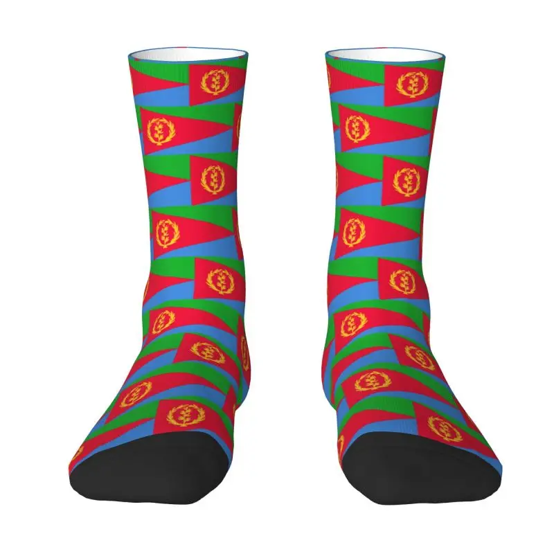 Flag Of Eritrea Men's Crew Socks Unisex Novelty 3D Printing Eritrean Patriotic Dress Socks