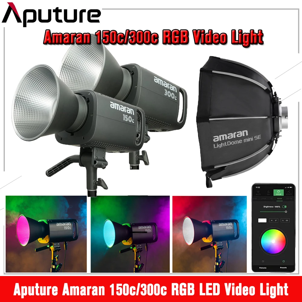 

Aputure Amaran 300c 150c RGB Full-color Video Light 2500K-7500K LED Studio Light Bowens Mounts Amaran LightDome Mini SE Softbox