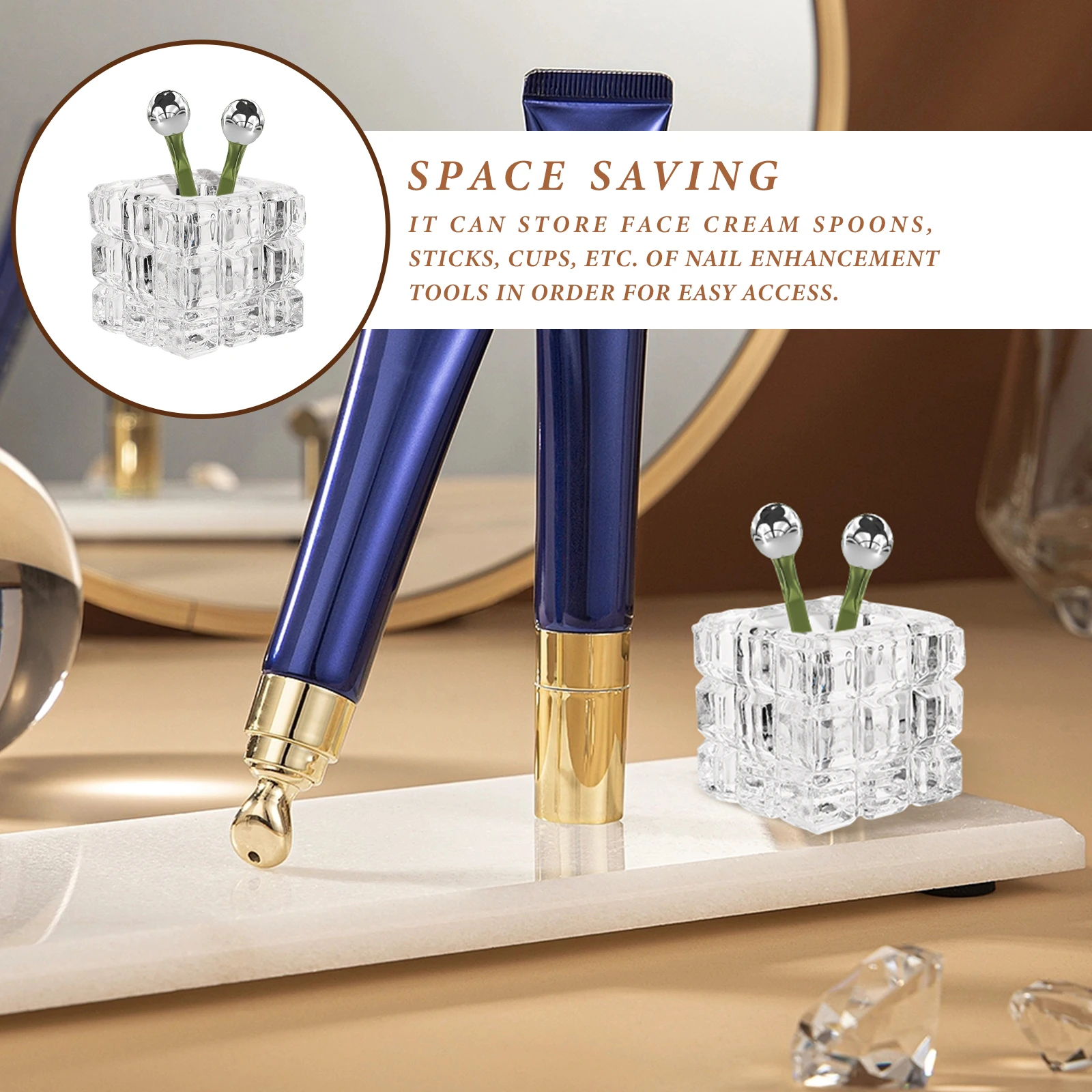 Acrylic Nail Tools Glass Monomer Dish Dappen Bowl for Nails Art Tool Storage Compact Vanity Workspace Organizer