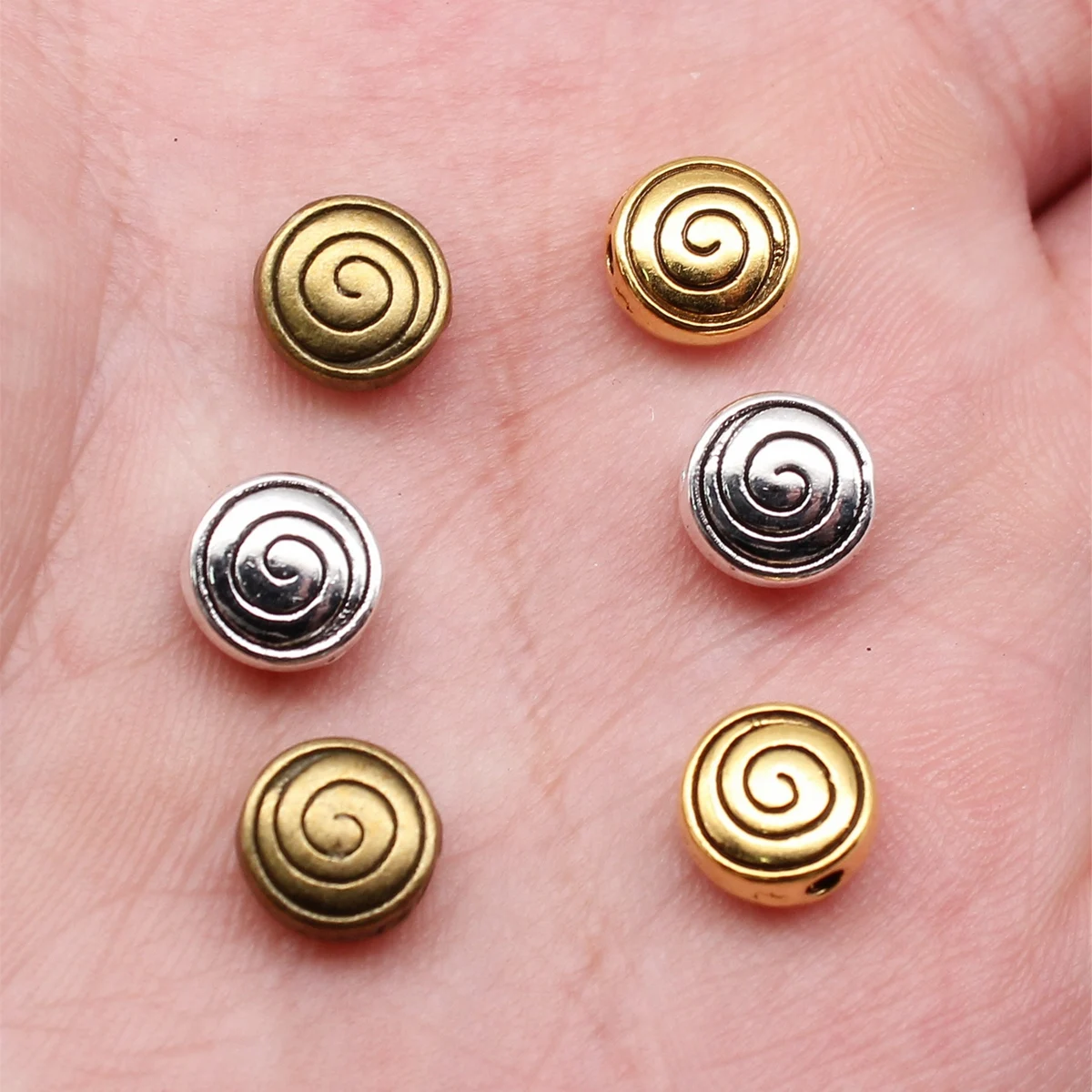 WYSIWYG 10pcs 8x8x4mm 3 Colors Small Hole Whirlpool Spacers Beads Charm Swirl Beads For Jewelry Making