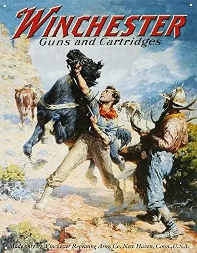 1p,Winchester Guns and Cartridges Cowboys Cafe Wall Decor Unique Plaques Poster Metal Signs 12x8 Tin Sign Bar Rustic Plate Basem