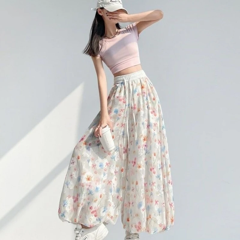 Female Trousers Harem Aesthetic Chic and Elegant Comfortable Stretch New in Outfits Slacks Clothing 90s G Women's Pants Chiffon