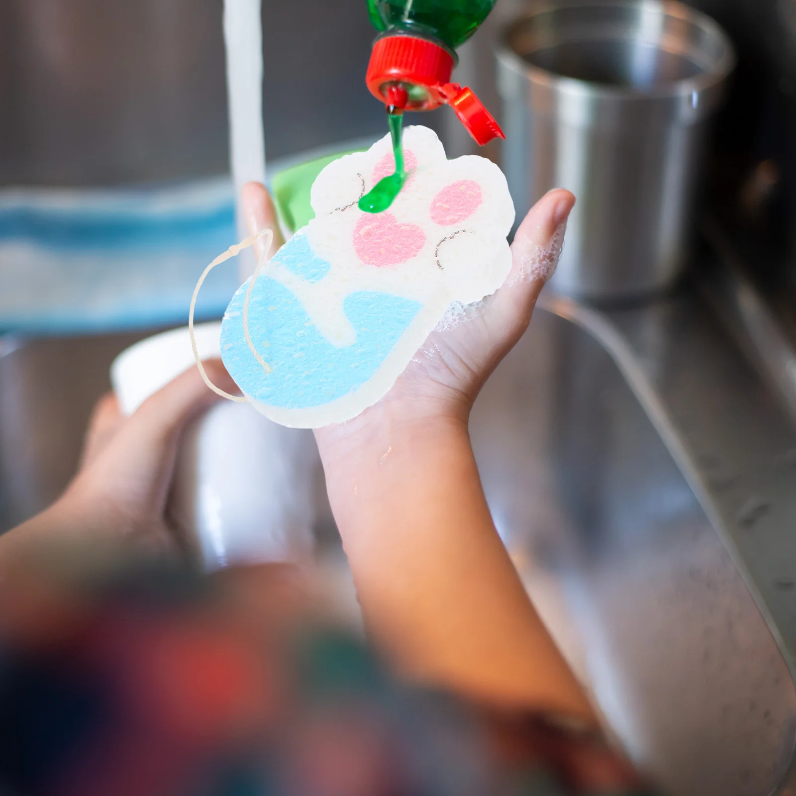 

4 Pcs Sponge Dish Washing Sponges for Dishes Cartoon Dishwasher Kitchen Bathroom Cleaning Supplies