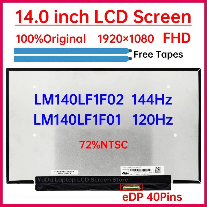 14 Inch 144Hz Laptop LCD Screen LM140LF1F02 LM140LF1F01 For ASUS ROG Zephyrus G14 GA401l GA401Q Display Matrix Panel eDP 40 Pins