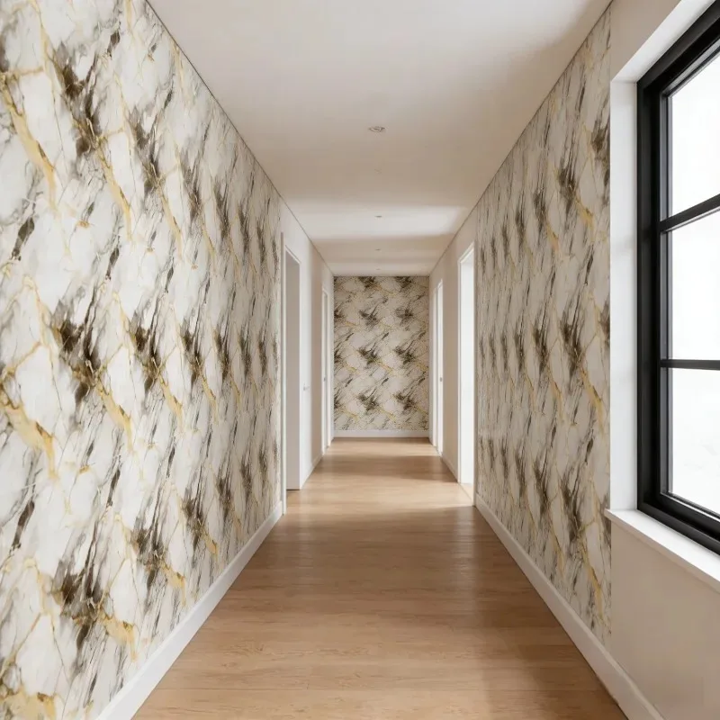 

Luxury Gold Marble Effect Self-Adhesive Wallpaper for Study Room Peel and Stick Decor Wall Sticker with Foam Backing Renovation