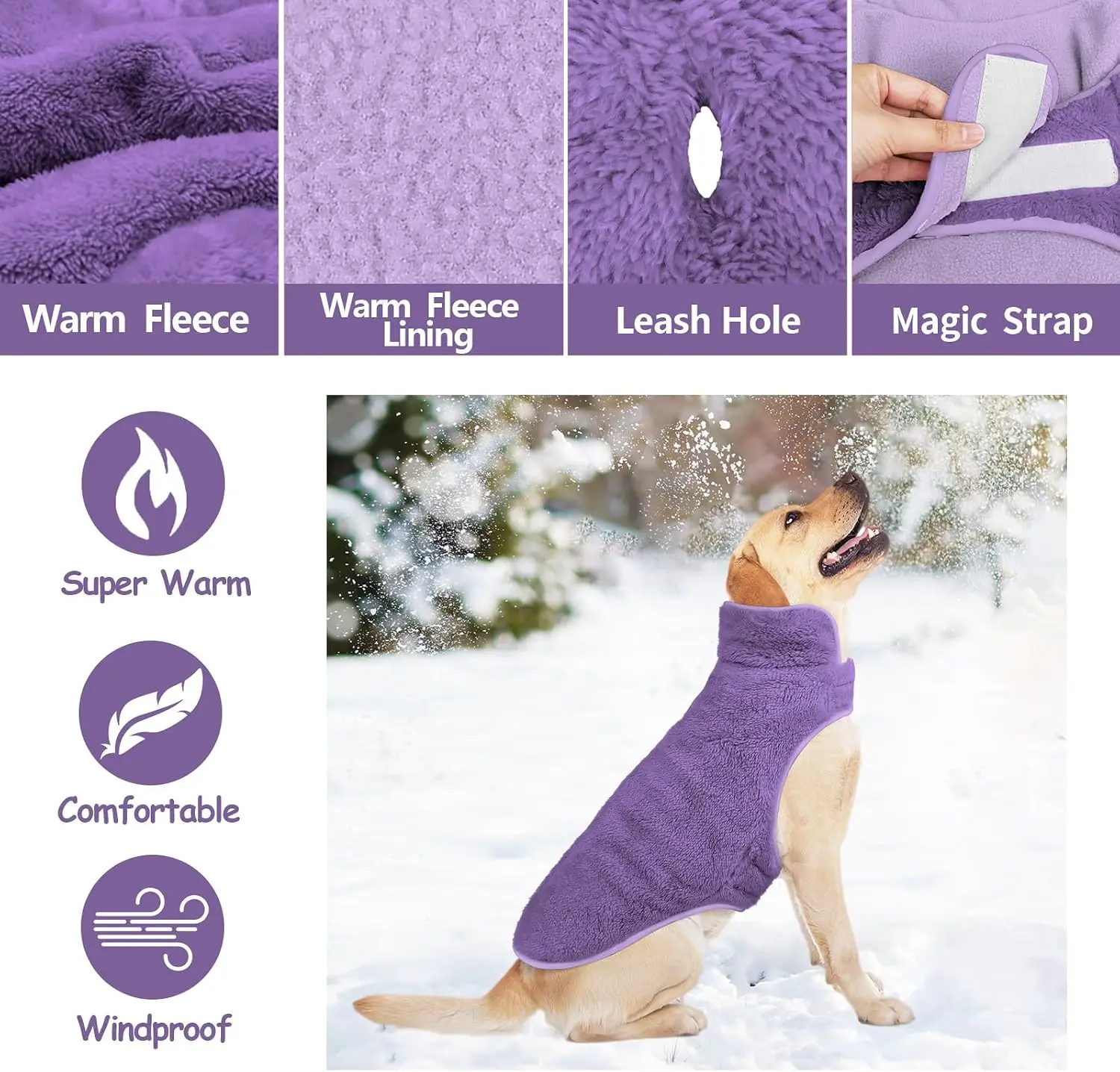 Dog Winter Coat Reversible Soft Fleece Dog Cold Weather Coats Windproof Warm Snow Puppy Jacket adjustable Strap Vest Pet Clothes