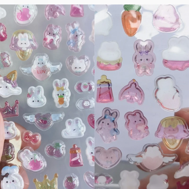 �y�Z�[�����z�E�T�M�̊G���`���ꂽ3D�X�e�b�J�[,���킢���E�T�M�̃X�e�b�J�[,�X�N���b�v�u�b�L���O,���[��,1��